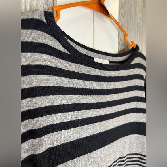 Market & Spruce 3/4 length sleeve black and gray striped sweater S - Picture 2 of 6